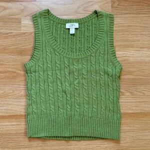 LOFT Green Cable Knit Sweater Vest